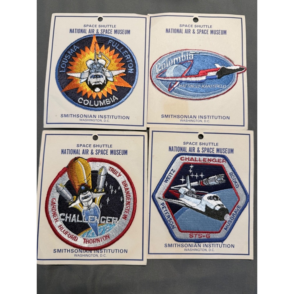 VNTG NASA Space Shuttle Embroidered Patch Lot of 4 Smithsonian Carded Columbia
